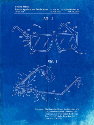 Picture of PP861-FADED BLUEPRINT GOOGLE GLASS PATENT POSTER