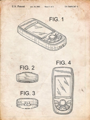 Picture of PP862-VINTAGE PARCHMENT GPS DEVICE PATENT WALL ART POSTER PP862