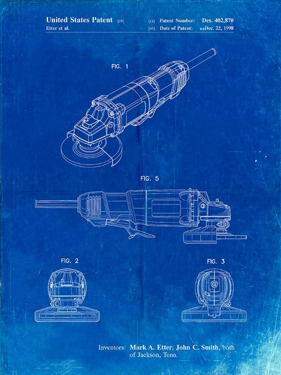 Picture of PP863-FADED BLUEPRINT GRINDER POSTER, GRINDER PATENT