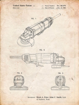 Picture of PP863-VINTAGE PARCHMENT GRINDER POSTER, GRINDER PATENT