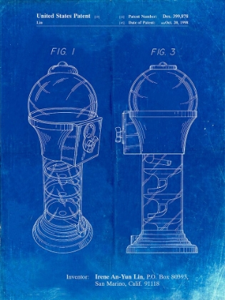 Picture of PP864-FADED BLUEPRINT GUMBALL MACHINE POSTER