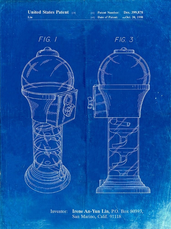 Picture of PP864-FADED BLUEPRINT GUMBALL MACHINE POSTER