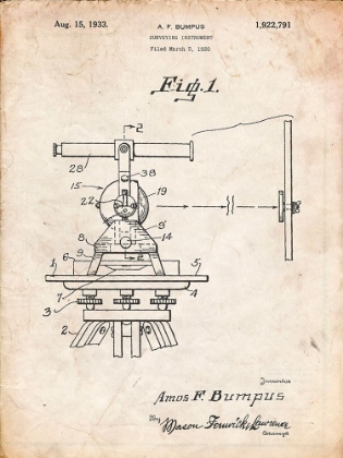 Picture of PP865-VINTAGE PARCHMENT GURLY TRANSIT PATENT POSTER