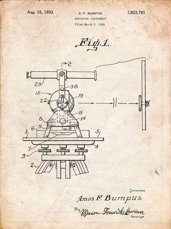 Picture of PP865-VINTAGE PARCHMENT GURLY TRANSIT PATENT POSTER