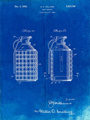 Picture of PP867-FADED BLUEPRINT HAND GRENADE PATENT POSTER