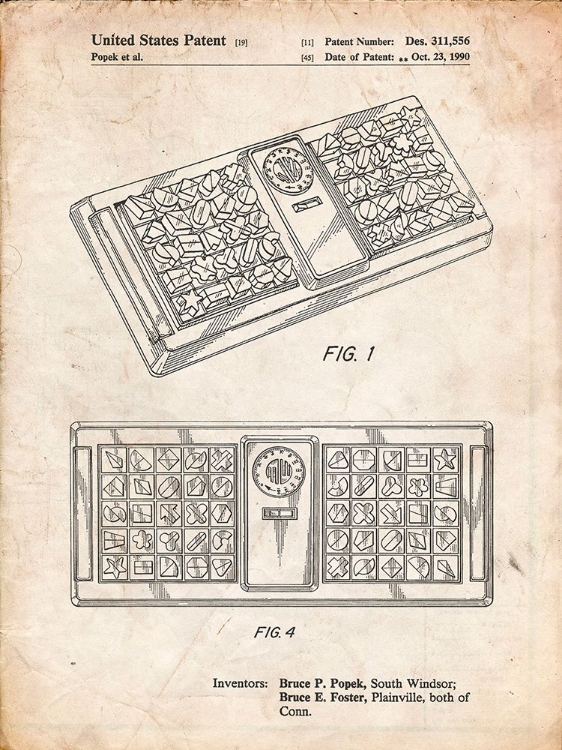 Picture of PP872-VINTAGE PARCHMENT HASBRO CONCEPT GAME PATENT POSTER