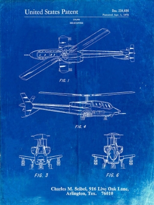 Picture of PP876-FADED BLUEPRINT HELICOPTER PATENT PRINT