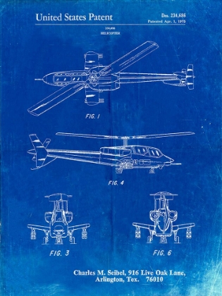 Picture of PP876-FADED BLUEPRINT HELICOPTER PATENT PRINT