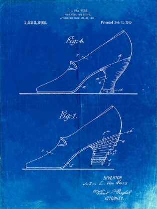 Picture of PP879-FADED BLUEPRINT HIGH HEEL SHOES 1919 PATENT POSTER