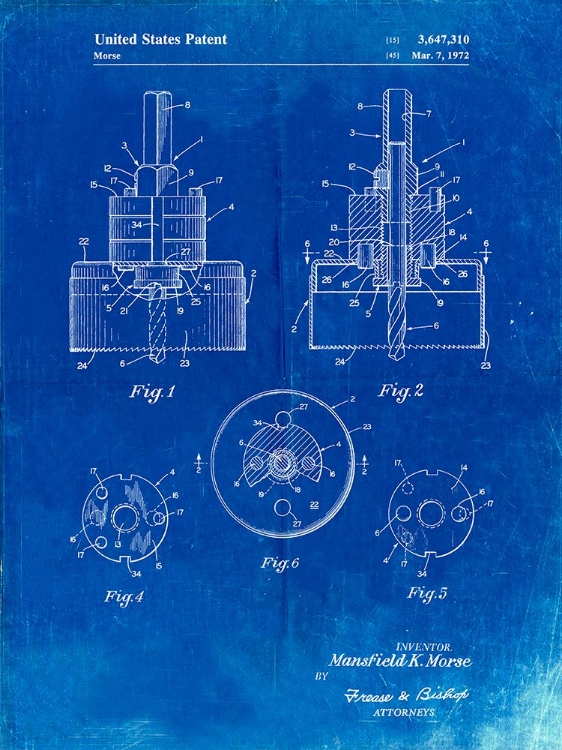 Picture of PP880-FADED BLUEPRINT HOLE SAW PATENT POSTER