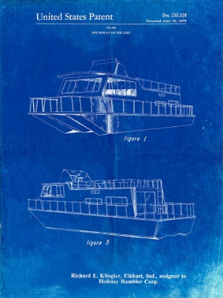 Picture of PP884-FADED BLUEPRINT HOUSEBOAT PATENT POSTER