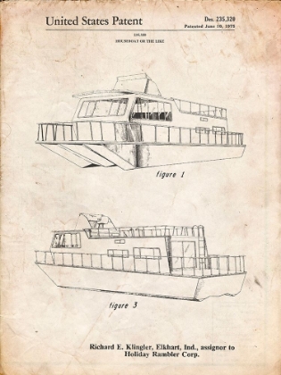 Picture of PP884-VINTAGE PARCHMENT HOUSEBOAT PATENT POSTER