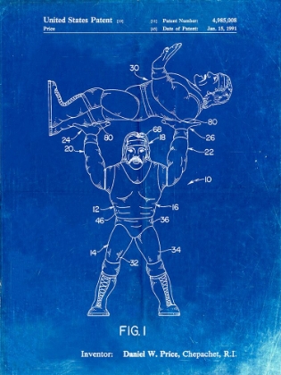 Picture of PP885-FADED BLUEPRINT HULK HOGAN WRESTLING ACTION FIGURE PATENT POSTER