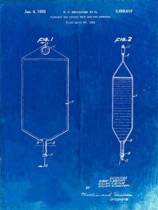 Picture of PP887-FADED BLUEPRINT I.V. BAG PATENT POSTER