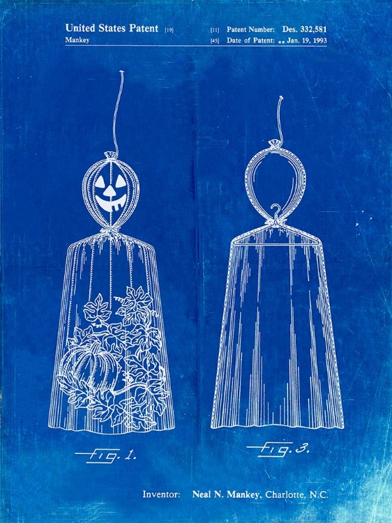Picture of PP895-FADED BLUEPRINT JACK OLANTERN PATENT POSTER