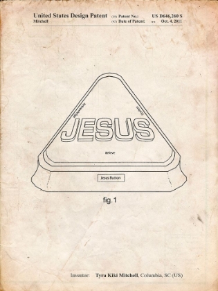 Picture of PP900-VINTAGE PARCHMENT JESUS BUTTON POSTER