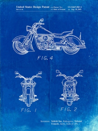 Picture of PP901-FADED BLUEPRINT KAWASAKI MOTORCYCLE PATENT POSTER