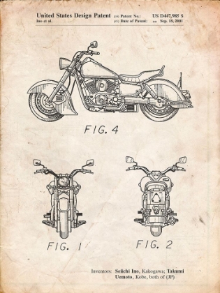 Picture of PP901-VINTAGE PARCHMENT KAWASAKI MOTORCYCLE PATENT POSTER