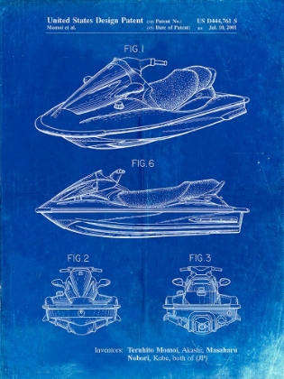 Picture of PP903-FADED BLUEPRINT KAWASAKI WATER SCOOTER PATENT 