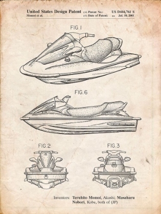 Picture of PP903-VINTAGE PARCHMENT KAWASAKI WATER SCOOTER PATENT 