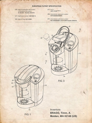 Picture of PP907-VINTAGE PARCHMENT KEURIG PATENT POSTER