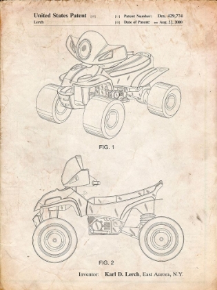 Picture of PP908-VINTAGE PARCHMENT KIDS 4-WHEELER POSTER