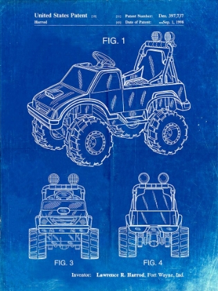 Picture of PP911-FADED BLUEPRINT KIDS TRUCK POSTER