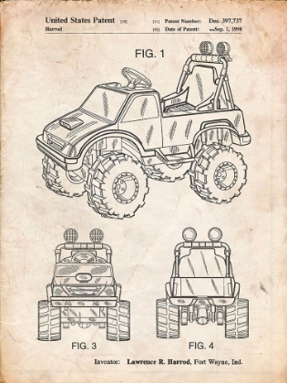 Picture of PP911-VINTAGE PARCHMENT KIDS TRUCK POSTER