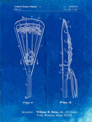 Picture of PP915-FADED BLUEPRINT LACROSSE STICK 1936 PATENT POSTER