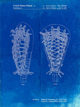 Picture of PP916-FADED BLUEPRINT LACROSSE STICK PATENT POSTER