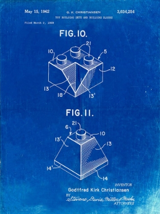 Picture of PP920-FADED BLUEPRINT LEGO BUILDING KIT BLOCKS PATENT POSTER