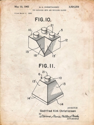 Picture of PP920-VINTAGE PARCHMENT LEGO BUILDING KIT BLOCKS PATENT POSTER