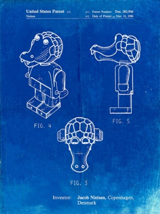 Picture of PP922-FADED BLUEPRINT LEGO CROCODILE PATENT POSTER