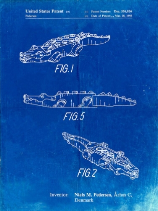 Picture of PP923-FADED BLUEPRINT LEGO CROCODILE POSTER