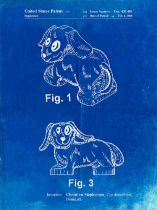 Picture of PP924-FADED BLUEPRINT LEGO DOG POSTER