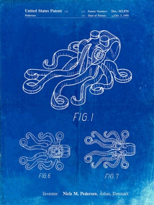 Picture of PP932-FADED BLUEPRINT LEGO OCTOPUS PATENT POSTER