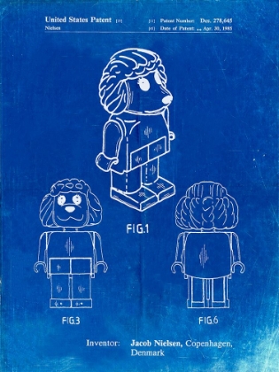 Picture of PP934-FADED BLUEPRINT LEGO POODLE PATENT POSTER