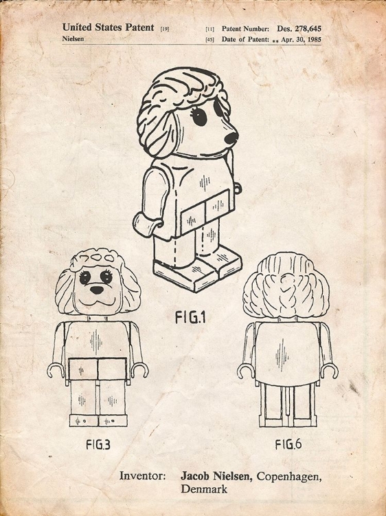 Picture of PP934-VINTAGE PARCHMENT LEGO POODLE PATENT POSTER