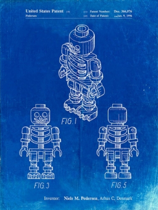 Picture of PP936-FADED BLUEPRINT LEGO SKELETON PATENT POSTER