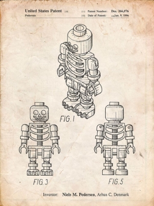 Picture of PP936-VINTAGE PARCHMENT LEGO SKELETON PATENT POSTER