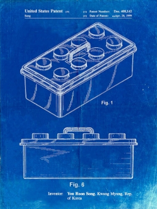 Picture of PP937-FADED BLUEPRINT LEGO STORAGE CONTAINER PATENT POSTER