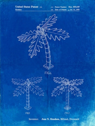 Picture of PP938-FADED BLUEPRINT LEGO TREE PATENT POSTER