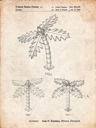 Picture of PP938-VINTAGE PARCHMENT LEGO TREE PATENT POSTER