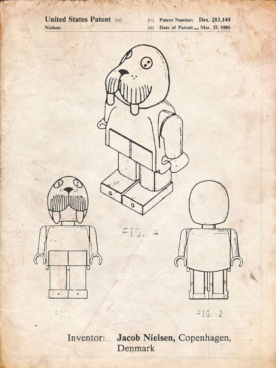 Picture of PP939-VINTAGE PARCHMENT LEGO WALRUS POSTER