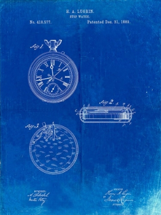 Picture of PP940-FADED BLUEPRINT LEMANIA SWISS STOPWATCH PATENT POSTER