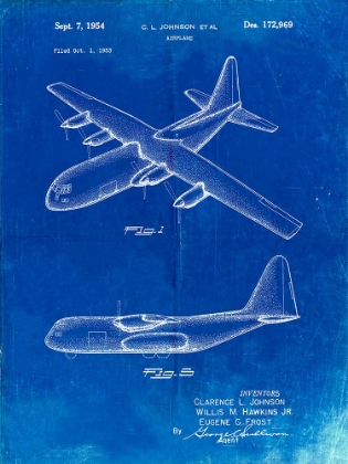 Picture of PP943-FADED BLUEPRINT LOCKHEED C-130 HERCULES AIRPLANE PATENT POSTER