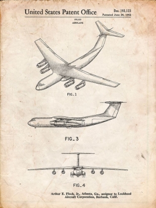 Picture of PP944-VINTAGE PARCHMENT LOCKHEED C-130 HERCULES AIRPLANE PATENT POSTER