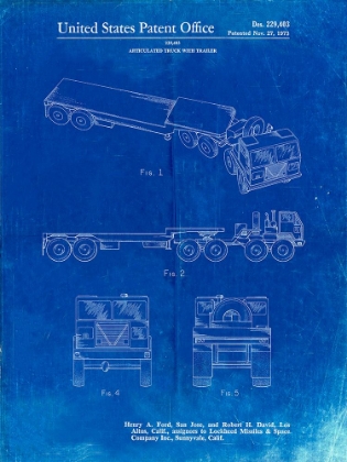 Picture of PP946-FADED BLUEPRINT LOCKHEED FORD TRUCK AND TRAILER PATENT POSTER