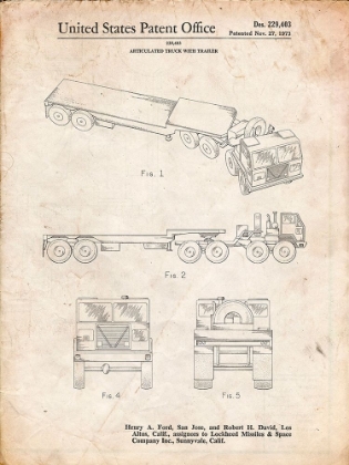 Picture of PP946-VINTAGE PARCHMENT LOCKHEED FORD TRUCK AND TRAILER PATENT POSTER