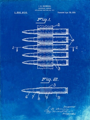 Picture of PP948-FADED BLUEPRINT MACHINE GUN BULLET CARRIER BELT PATENT POSTER